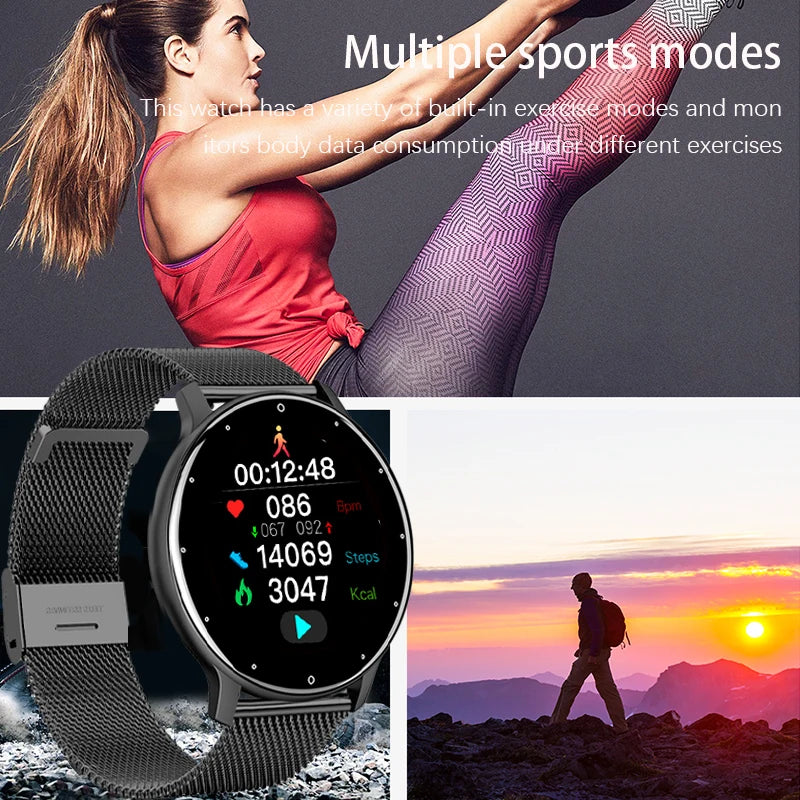 Montre connectée 2025 écran tactile complet, sport, fitness, étanchéité IP67, Bluetooth, pour Android et iOS