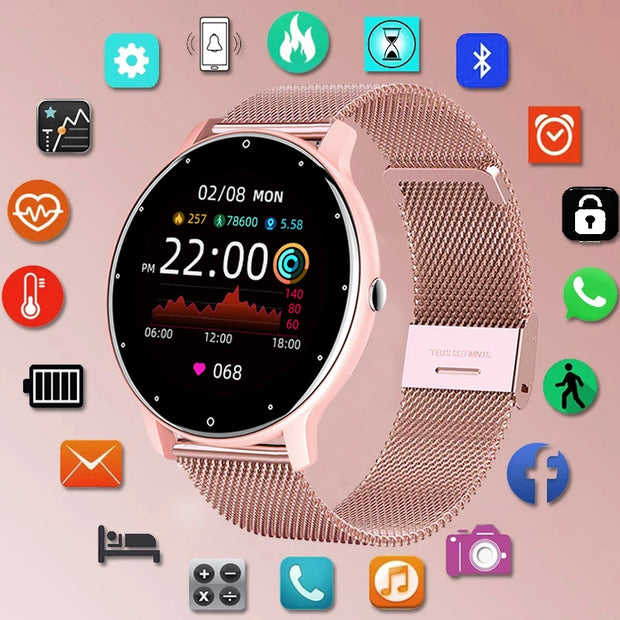 Montre connectée 2025 écran tactile complet, sport, fitness, étanchéité IP67, Bluetooth, pour Android et iOS