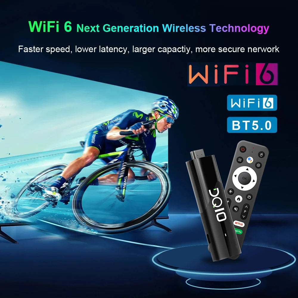 Clé TV LEMFO DQ10 ATV Mini Android 13 compatible vidéo 8K 4K Wifi 6 Allwinner H618 Quad Core Cortex A53 télécommande vocale Smart TV Box