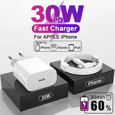 Pour Apple Original 30W Type C charge rapide iPhone 16 15 14 13 12 11 Pro Max Mini X XS XR 8 Plus