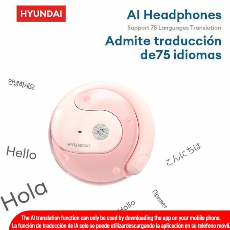 Écouteurs de traduction intelligents en temps réel, sans fil, étanches, HYUNDAI HY-T26, plus de 75 langues