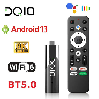 Clé TV LEMFO DQ10 ATV Mini Android 13 compatible vidéo 8K 4K Wifi 6 Allwinner H618 Quad Core Cortex A53 télécommande vocale Smart TV Box