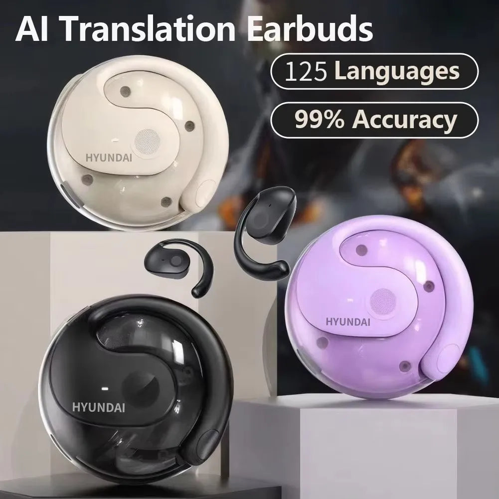 Écouteurs de traduction intelligents en temps réel, sans fil, étanches, HYUNDAI HY-T26, plus de 75 langues