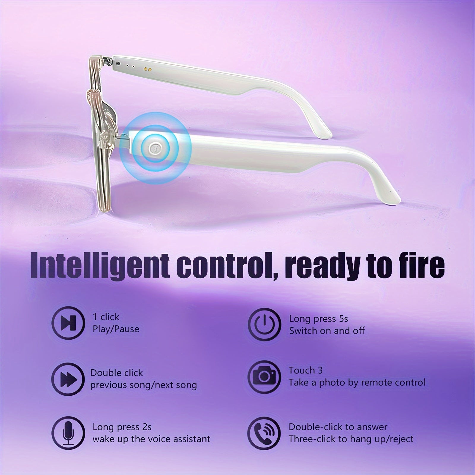 Lunette intelligente sans fil LIFEBEE 5.4 avec microphone intégré, rechargeable par USB, anti-lumière bleue, son Hi-Fi, contrôle tactile, longue durée de vie, non étanche, pour sports de plein air, randonnée, conduite, lecture de musique, appels